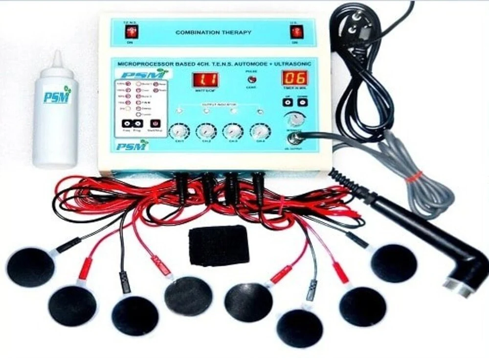 Ultrasonic Therapy Machine with 4 Channel TENS & Semi Automatic Physiotherapy Equipment (Iron Body)